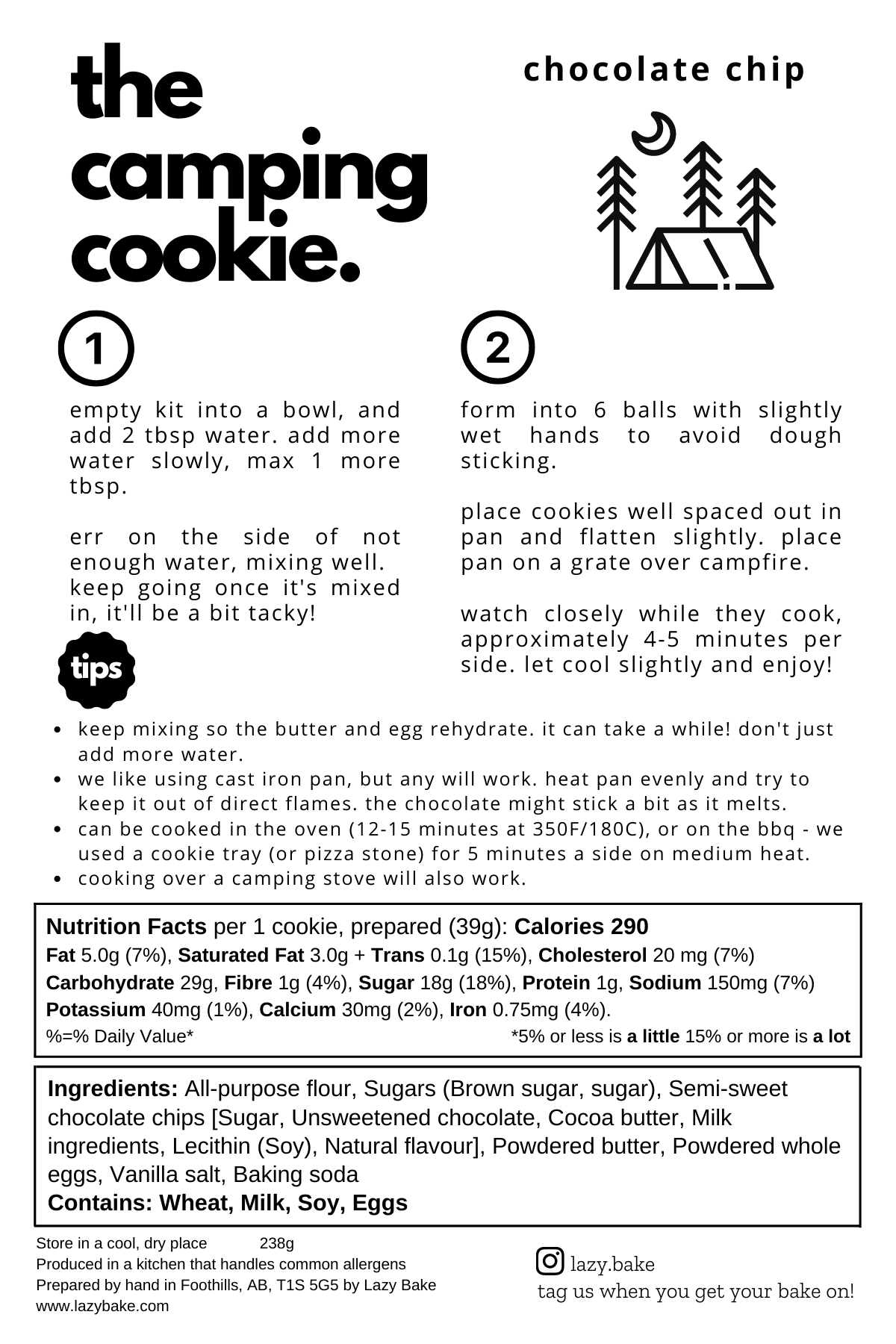Camping Cookie - Chocolate Chip - Lazy Bake