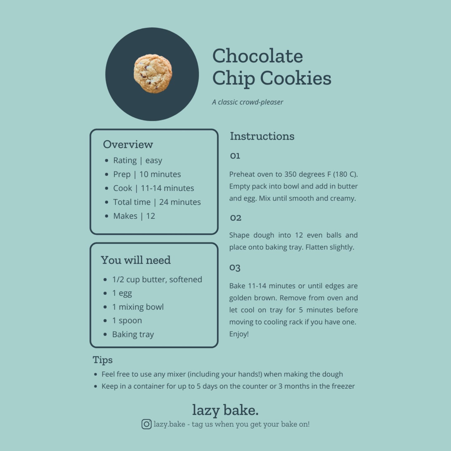 Chocolate Chip Cookies - Lazy Bake