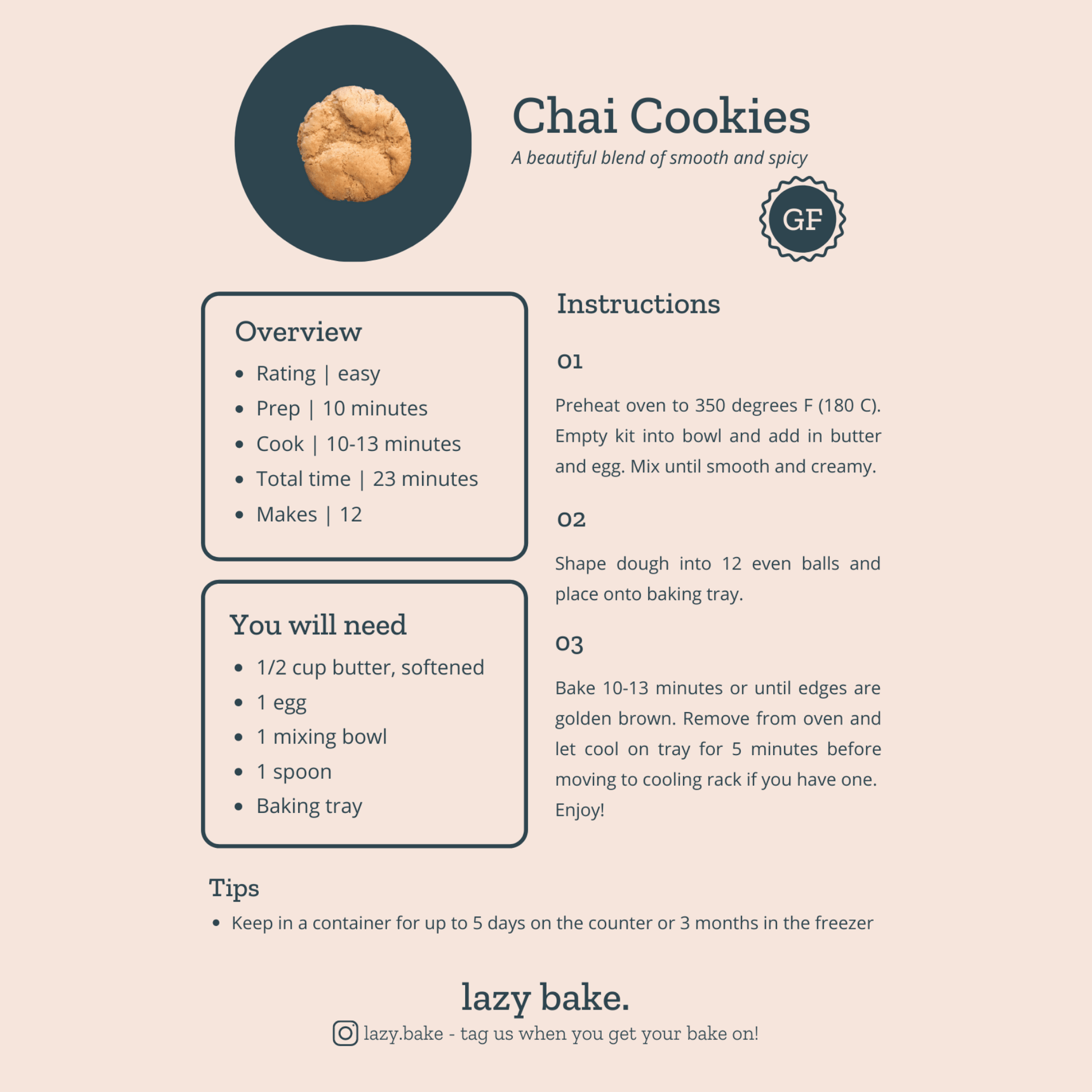 Gluten Free Chai Cookie - Lazy Bake